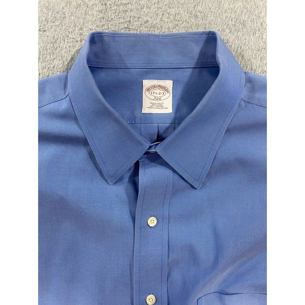 Brooks Brothers Non-Iron Blue Oxford Button-Down Dress Shirt Mens 17.5 2/3 346